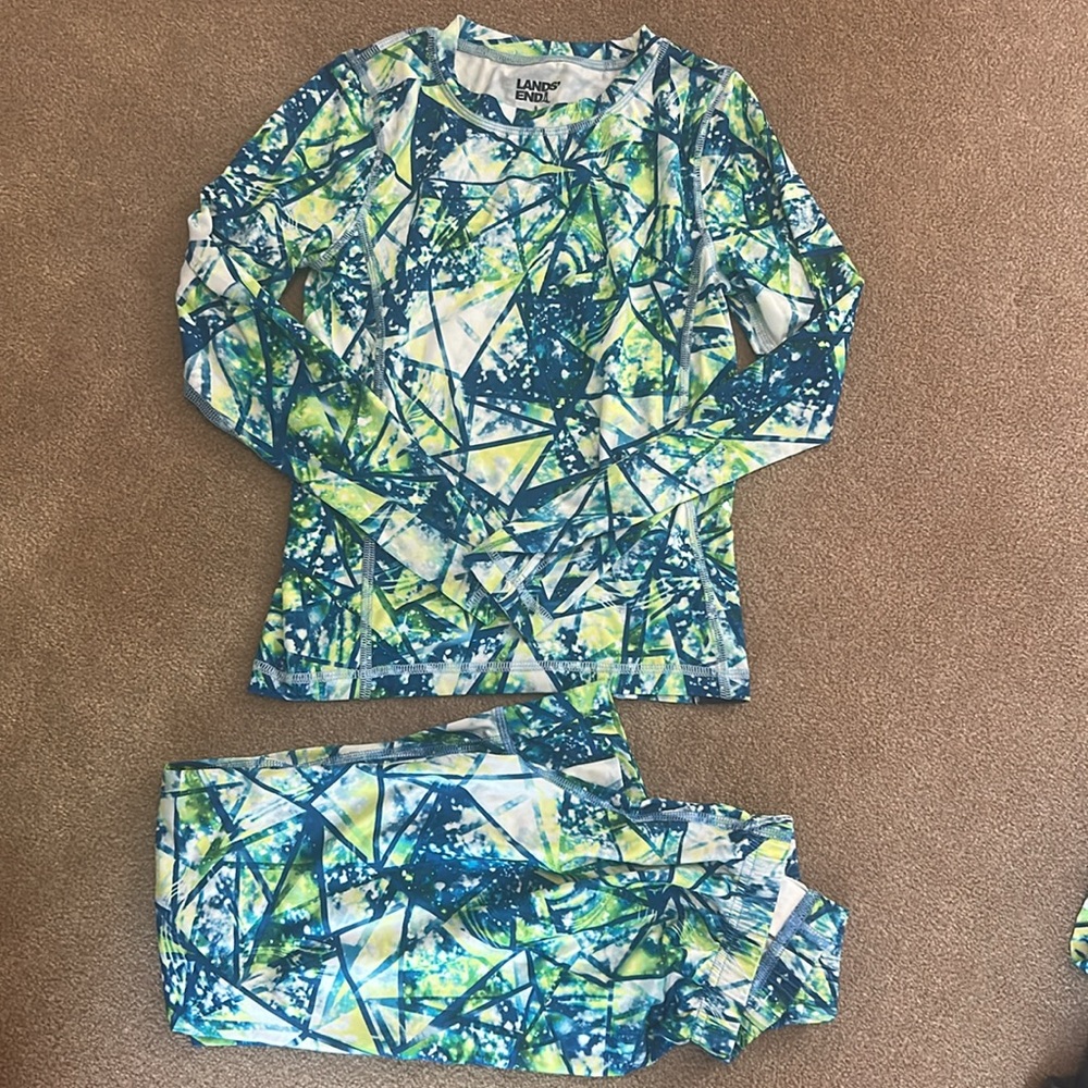 Land’s End Boys Thermal Base Layer Long Underwear Thermaskin Set Shirt and Pants